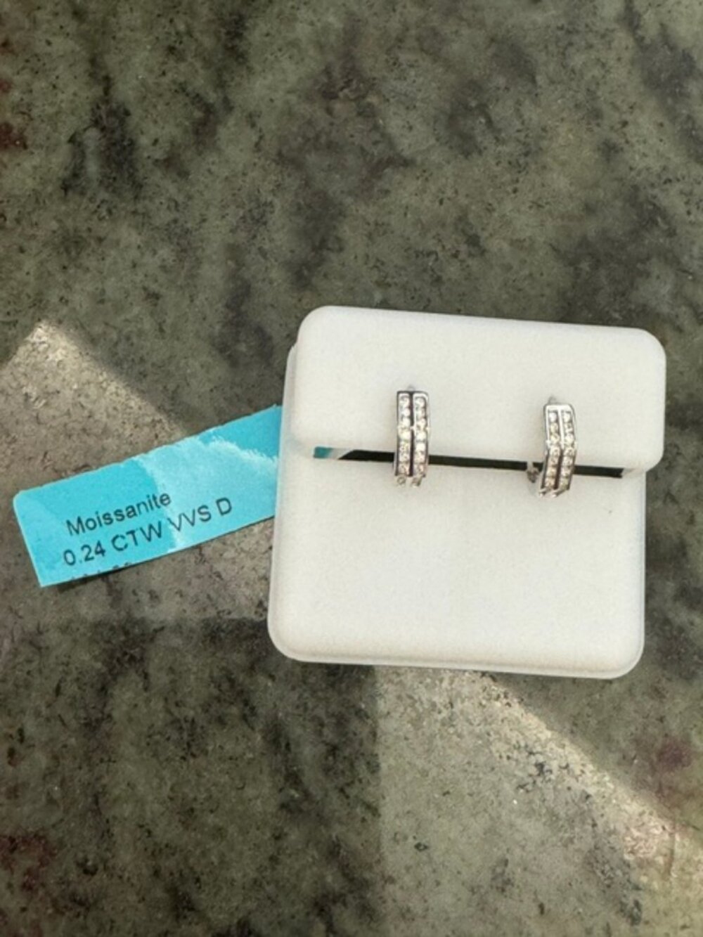 .24 CTW Moissanite Huggie Earrings 18K White Gold Plated NWT - FREE SHIP!